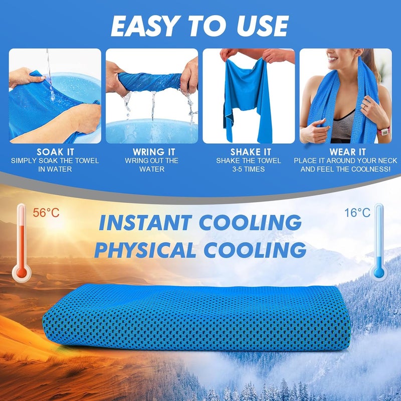 CASITE Cooling Towels for Neck and Face - 6 Pack 47x12 Inch Ice Cold Microfiber Towels, Soft & Breathable Cooling Towel for Hot Weather, Sports, Yoga, Workout, Running, Golf, Camping - Image 2